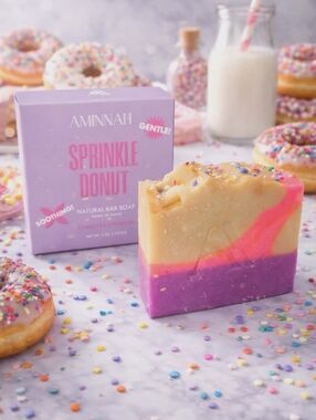 Aminnah Sprinkle Donut Natural Bar Soap - Purple & Pink